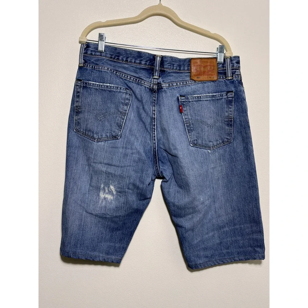 Levis 504 Regular Straight Fit Denim Shorts Mens 34 Blue Medium Wash Jean Shorts